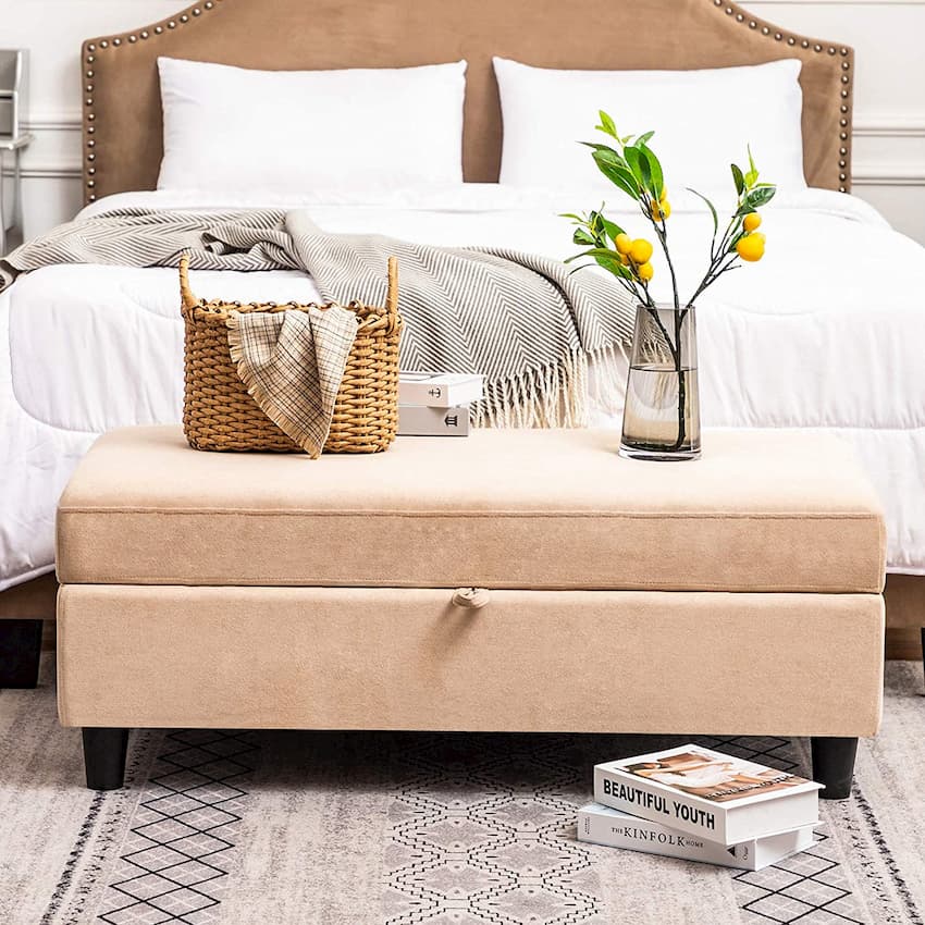 bedroom with ottoman storage