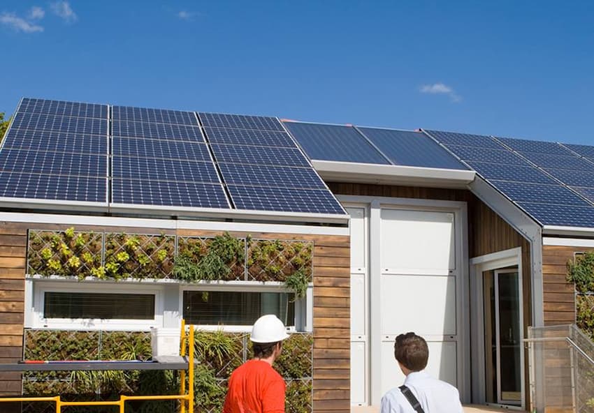 solar panels on the roof of the house