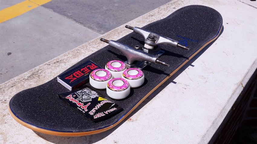 set of skateboard parts