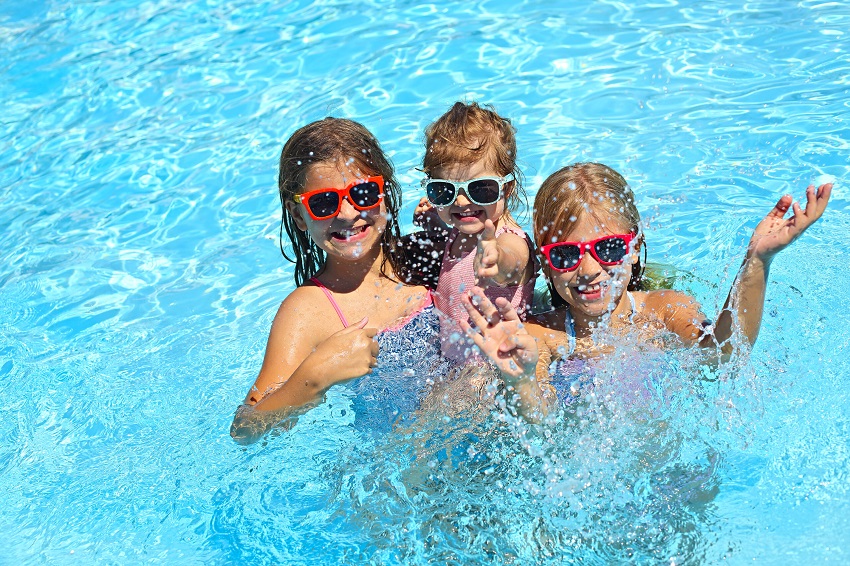 kids in the swimming pool