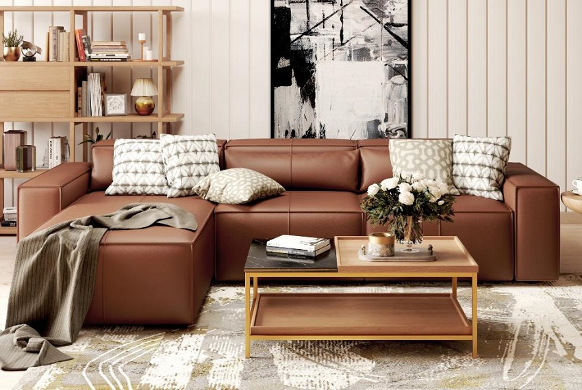 Contemporary leather sofa