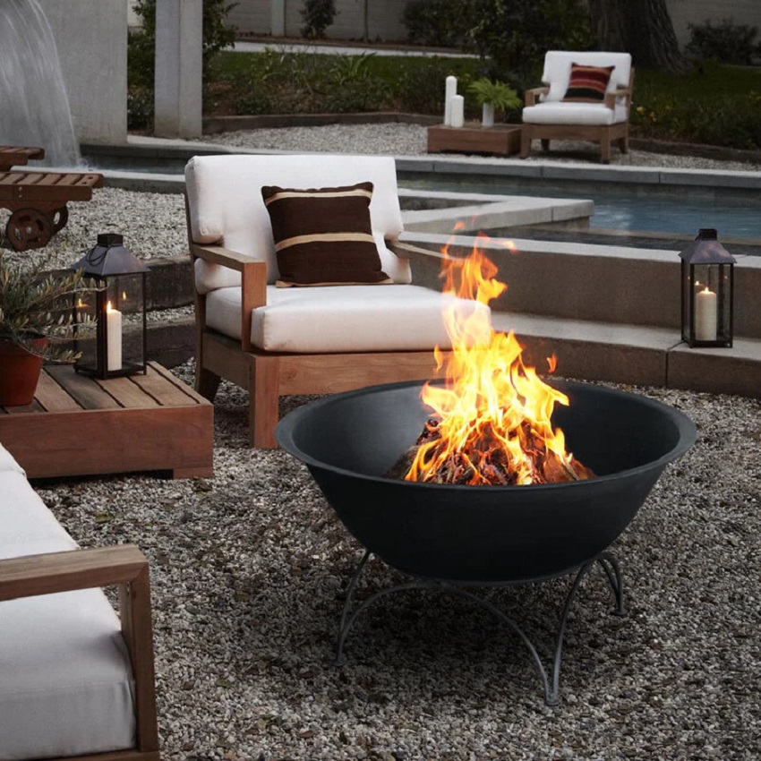Fire pit in a garden